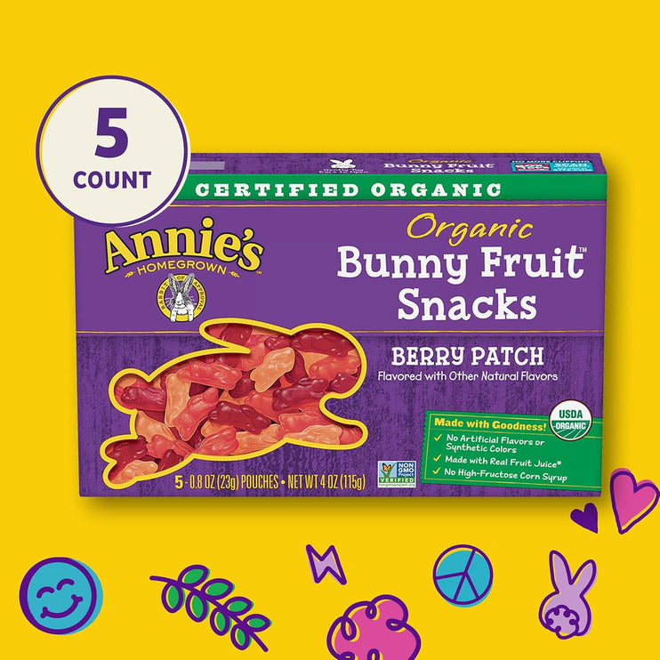 Annie's Organic Bunny Fruit Snacks, Variety Pack, Gluten Free, Halloween Candy Alternative, 22 ct, 15.4 oz - Chalk School of Movement