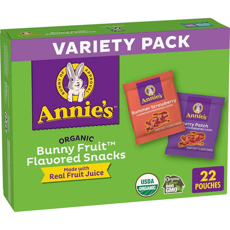 Annie's Organic Bunny Fruit Snacks, Variety Pack, Gluten Free, Halloween Candy Alternative, 22 ct, 15.4 oz - Chalk School of Movement