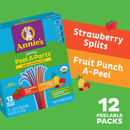 Annie's Organic Fruit Peel - A - Parts Fruit Snacks, Strawberry and Fruit Punch, 12 packs, 6.7 oz. - Chalk School of Movement