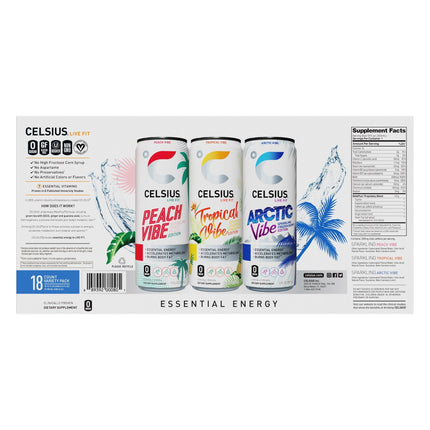 Celsius Sparkling Energy Drink, Variety Pack, 12 fl oz, 18 - count - Chalk School of Movement