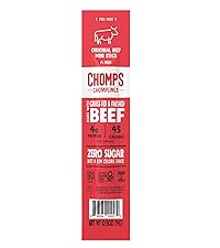 Chomps Snack Size Grass - Fed and Finished Original Beef Jerky Snack Sticks 0.5oz 24 - Pack - Keto, Paleo, Whole30, 4g Lean Meat Protein, Gluten - Free, Zero Sugar Food, Non - GMO Chomplings - Chalk School of Movement