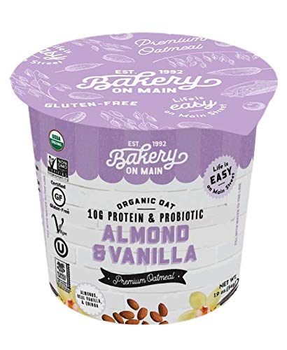 Bakery On Main Oatmeal Cups, USDA Organic, Gluten-Free, Vegan & Non GMO, Probiotic - Almond and Vanilla, 1.9oz (Pack of 12) - Chalk School of Movement