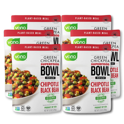 Vana Life's Foods Plant based Ready Meal - Green Chickpea Superfood Bowl Heat and Eat Microwaved Cooked Bowl | Product of the USA (Coconut & Lime, 6-Pack) - Chalk School of Movement